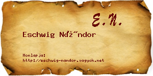 Eschwig Nándor névjegykártya